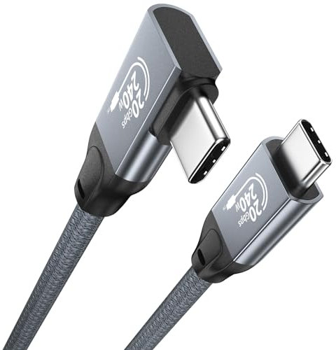QCEs USB C Monitor Cable 8K30Hz 4K60Hz Display, 240W USB C 3.2 Gen 2 Cable Right Angle 20Gbps Data Transfer Cord 3.3Ft to Portable Monitor Compatible with iPhone 16 MacBook KYY MNN ARZOPA Yxk ASUS
