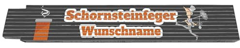 2m Zollstock - Schornsteinfeger - mit Wunschname - Text - Spruch - individuell personalisiert - Glieder-Maßstab - Meterstab bedruckt - für Männer Opa Papa Vatertag Wunschtext Weihnachten Baustelle