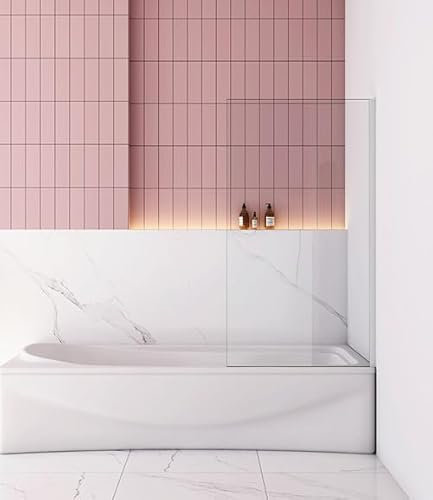 Aica Sanitär Badewannenaufsatz Dusche Duschabtrennung Duschwand für Badewanne,Mattgrau,1-tlg,Feste,75cm