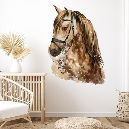 GRAZDesign Wandtattoo Pferd Kinderzimmer Mädchen Wandsticker Pferdekopf braun Wanddeko selbstklebend Pferdesticker XXL 123x90cm