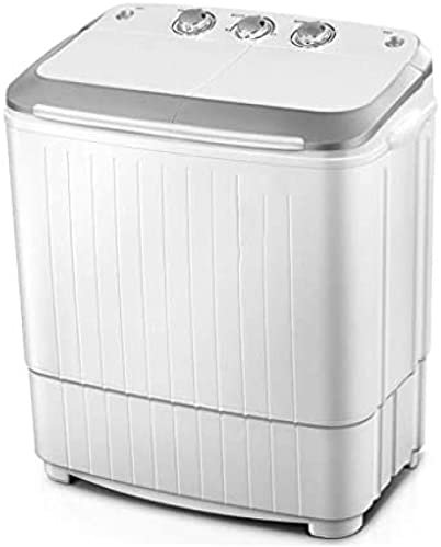 Camping Washing Machine,Portable Washing Machine,Twin Tub Washing Machine 8.0 KG Total Capacity Washer And Spin Dryer For Camping Dorms Apartments College Rooms 5.0 KG Washer 3 KG Drying,Sil