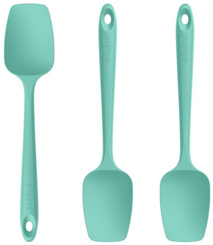 U-Taste Silikon Spatel Löffel 3er-Set, 250℃ Hitzebeständiger Antihaft-Gummischaberlöffel, Bpa Frei Flexibel Servierlöffel Küchenutensilien für Antihaftbeschichtetes Kochgeschirr (Aqua Sky)