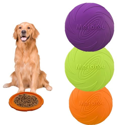 suaywo 3 Stück 15cm Frisbee Hund Kautschuk Hundespielzeug Frisbee Hundefrisbee Bissfest Hundefrisbee, für Hundetraining, Fangen, Spielen, Werfen (Orange + Grün + Lila)