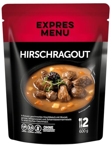 EXPRES MENU | Herzhaftes Hirschragout, geschmort in Rotwein mit Wurzelgemüse für ein reichhaltiges und geschmackvolles Esserlebnis | 2 Portionen
