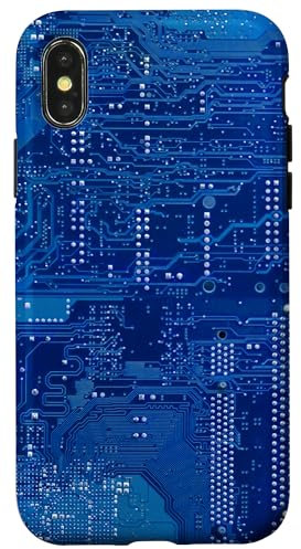 iPhone X/XS Motherboard Microchip Circuit Blue IT Computer Background Case
