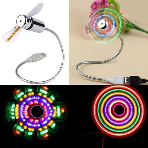 CARMOTTER LED-Ventilator, Uhr-Kühlventilator, Uhren-Ventilator, persönlicher praktischer Multifunktions-Ventilator, für PC, Laptop, Notebook, Desktop (bunt)