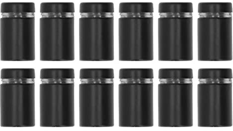 Risegun Lot de 12 clous publicitaires en acier inoxydable noir mat pour verre acrylique, support de panneau de 1,5 cm de long