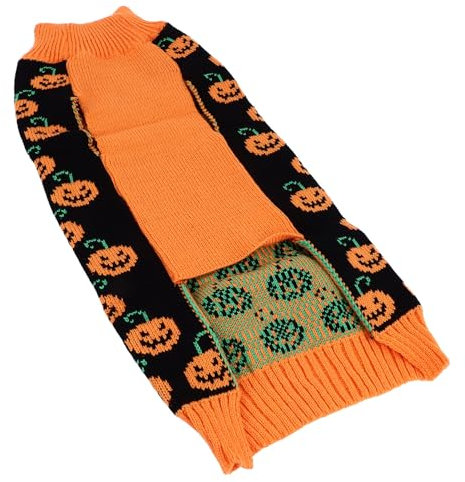 Hiraith Halloween-Kürbis-Strickpullover Hunde, Weicher Komfort, Auffälliges Design, Mäßige Dicke Teddy, Golden Retriever, ärmellos, Acrylmaterial