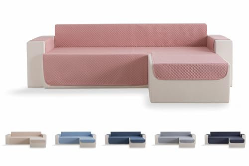 Todocama – Copridivano e copridivano imbottito, traspirante, facile da pulire (rosa, penisola destra 240 cm)