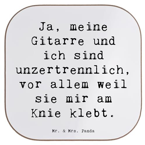 Mr. & Mrs. Panda Untersetzer für Gläser Spruch Gitarre Freund - Geschenk, Liebe, Musik, Akustik, Abenteuer, Musiker, Holzuntersetzer, Coaster, Instrument, Tassenuntersetzer, Lernen, Tischuntersetzer