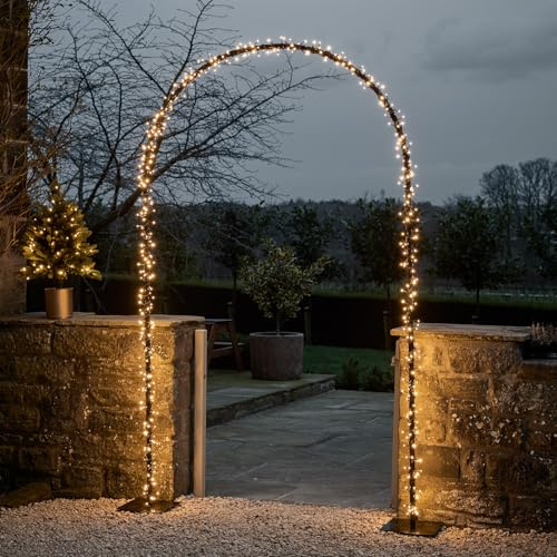 Lights4fun Türlichtbogen 2,3m 500 LED Warmweiß mit Timer, Weihnachten Dekoration Dekoration für Innen und Außen