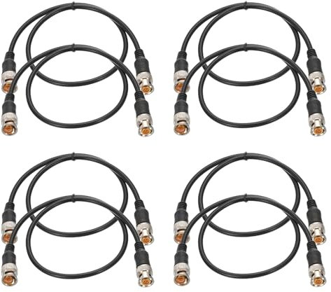 PATIKIL Power Cable 1.64Ft, 8 Pcs 10mm x 13mm RCA Male to Male Pigtail Barrel Plug Connector Cable for CCTV Security Camera Lighting Power Adapter, Black