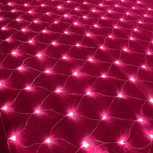 SUAVER 192 luci a rete di Natale, a batteria, impermeabili, 8 modalità, per albero di Natale, cespuglio, giardino, cortile (rosa, 3 x 2 m)