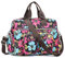KONO Damen leichte Handtasche, Wasserdichte Umhängetasche mit Blumenmuster, Groß Henkeltasche für Frauen, Multifunktionale Schultertasche für Reisen, Shopper, Arbeit(Schwarz)