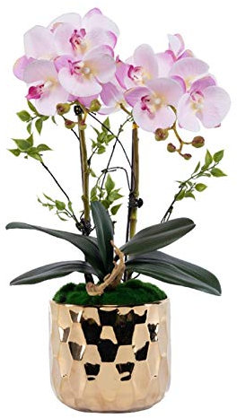 Künstliche Blume im Topf, künstliche Blumen mit Vase, Phalaenopsis-Orchidee, künstliche Blume in Vase, Mittelstücke für Esszimmertisch, Wohnzimmer-Dekoration, künstliche Pflanze, Blumenarrangement