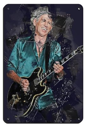 Poster Keith Richards 15, Retro-Poster, Metall-Blechschild, schicke Kunst, Retro, Eisenmalerei, Bar, Menschen, Höhle, Café, Familie, Garage, Poster, Wanddekoration, 20 x 30 cm