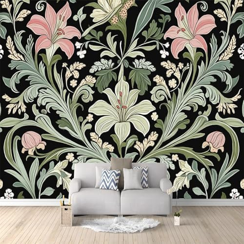Papier Peint Intissé Motif Floral À Feuilles 300x210 cm Papier Peint Panoramique Moderne, Papier Peint Mural Photo pour Salon, Chambre, Décor Fond TV