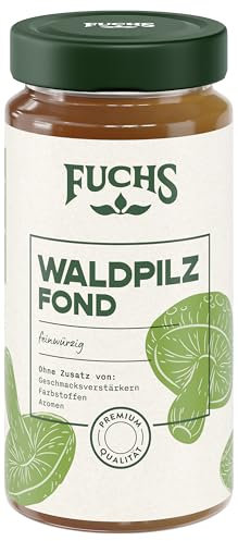 Fuchs Gewürze - Waldpilz Fond, Würzige Grundlage für Pilzsaucen, Ohne Geschmacksverstärker, Farbstoffe oder Palmfett, Gluten- und laktosefrei, 400 ml im wiederverschließbaren Glas