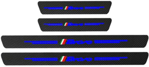 Auto Kohlefaser Einstiegsleisten Für Fi-at Tuning Zubehör 4 STÜCKE Auto Scuff Plate Türschwelle Sill Aufkleber,Bravo Blue