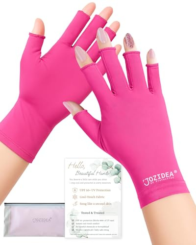 jozidea UPF50+ Petite Hand UV Gloves for Gel Manicures, XS, Hot Pink | Fingerless, Sun & UV Protection, Cooling Stretch Fabric, Breathable, 2 Sizes for a Better Fit, Home & Salon Use