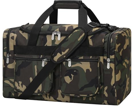 ZZY Sporttasche 40L für Herren mit 2 Seitentaschen & Wasserabweisend - Leichte Reisetasche für Sport, Fitness, Reisen 51 x 27 x 29 cm (Tarnung)