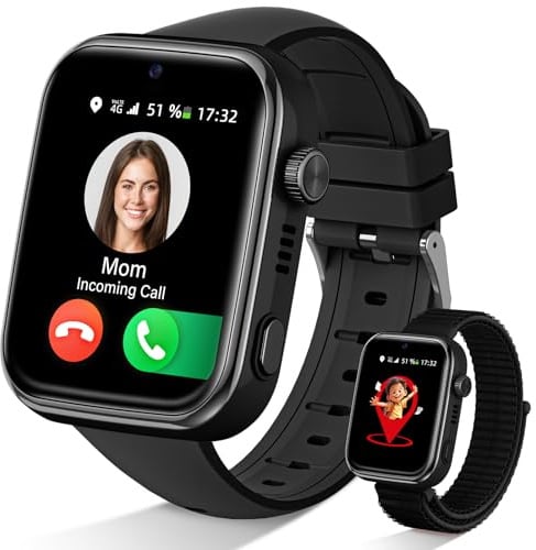 Oliimptek 2026 Nuovo Smartwatch Bambini 4G, Orologio Smartwatch Bambini con GPS e Chiamate/Videochiamate/WhatsApp/Wi-Fi/Chat Vocale/SOS/SMS, Modalità Scuola, Contapassi Smart Watch per 4-14 Anni Nero