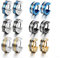 cupimatch 6 Paar Unisex Edelstahl Huggie Scharnier Creolen baumeln Ohrringe, blau schwarz gold
