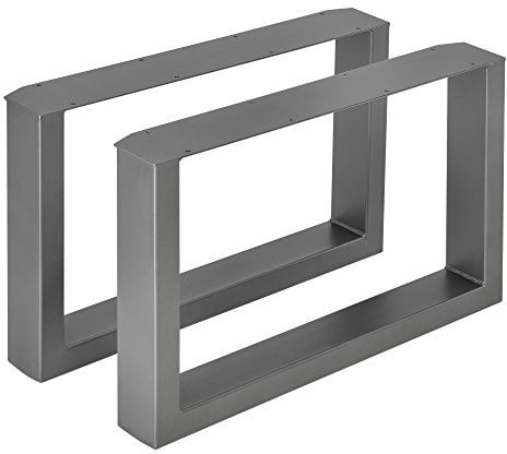 [en.casa] Set de 2 Pieds de Meuble pour Table Basse Pieds de Table Rectangulaires pour Montage DIY avec Embouts de Protection Acier Gris Acier 64 x 40 cm
