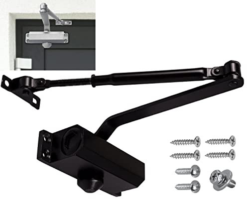 Stahlia Automatischer Türschließer Schwarz Türschließer Haustür hydraulisch Innen - Außen Automatik Obentürschließer | MINI Türgewicht 15-30 kg