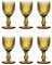 EME Set Copas Cristal Color Ámbar Tallado en picos de Color. Juego de Copas ideales para Eventos y Decoración. Incluye 6 unidades. Cristal Tallado Resistente.