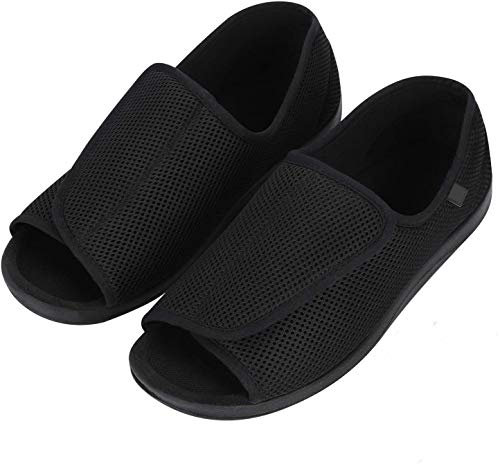 Hommes Chaussons Diabétiques Chaussure Orthopédique Réglable Pantoufles Intérieur Confortable Sandales Pied Large Chausson Fermeture Scratch pour Personne Âgée Pieds Gonflés Arthrite Oedème Swollen