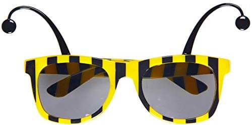 Amakando Lunettes Abeille insolites avec antennes/Jaune-Noir/Lunettes Gadget Mignon Bourdon/Idéal pour Carnaval & fête déguisée