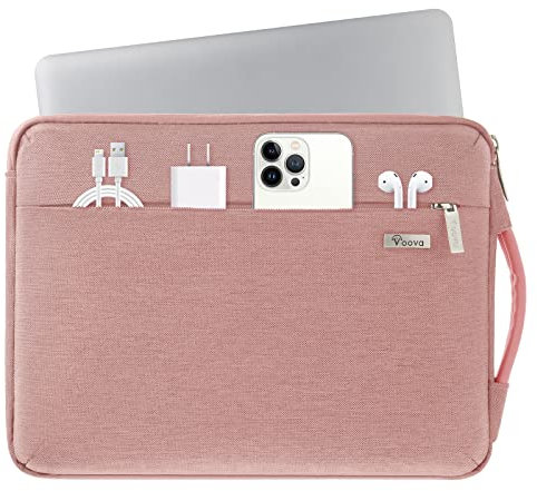 Voova Funda Portatil 15.6 16 Pulgadas (37×25,5×2,5CM) Funda Portátil 360°Protectora 15,6 Funda Ordenador para Macbook Pro 16,Acer ConceptD 16,Lenovo 16,Inspiron 16 Bolsa Portatil, Rosado
