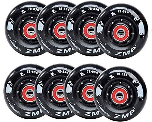 SSCYHT 8er Pack Inline Skate Wheels 85A für Asphalt Inline Skating oder Outdoor/Indoor Roller Hockey, Ersatz Skate Wheels, mit Lagern für Mädchen & Jungen,Schwarz,76mm