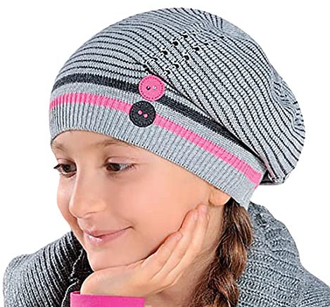AJS Mädchen Mütze Übergangsmütze Strickmütze Kindermütze Frühling Herbst