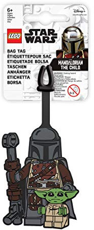 Lego Star Wars Silikon-Gepäckanhänger für Reisen, Koffer, Rucksack – Der Mandalorianer mit Grogu. Ungiftig und geruchlos, mit beschreibbarer Oberfläche zur ID-Identifizierung.