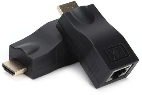 Adaptateur d'extension HDMI 2 pièces, Extension de Transmission d'interface multimédia RJ45 vers Haute définition pour HDTV HD TV DVD