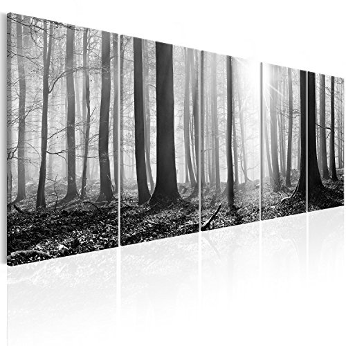 murando Cuadro Acústico Bosque 225x90 cm espuma acústica absorbe el sonido | aislamiento lienzo de 5 piezas Impresión Artística Decoración de Pared Paisaje árbol