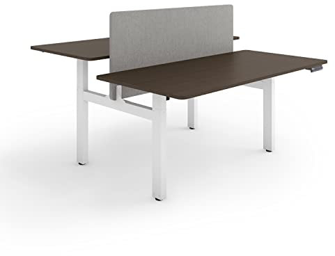 ESMART ETX-221WE 160 x 80 cm Ebenholz Dekor Ergonomischer Steh-Sitz-Doppel-Schreibtisch Stufenlos elektrisch höhenverstellbar 71,5-121,5 cm 4X Memory Kollisionsschutz Soft-Start/Stopp