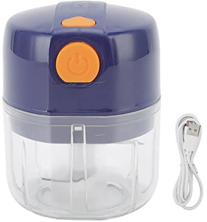 Picadora de ajo - Picadora de ajo eléctrica con diseño de 3 cuchillas, picadora de ajo eléctrica con capacidad de 250 mg Mini picadora de verduras para el hogar, azul