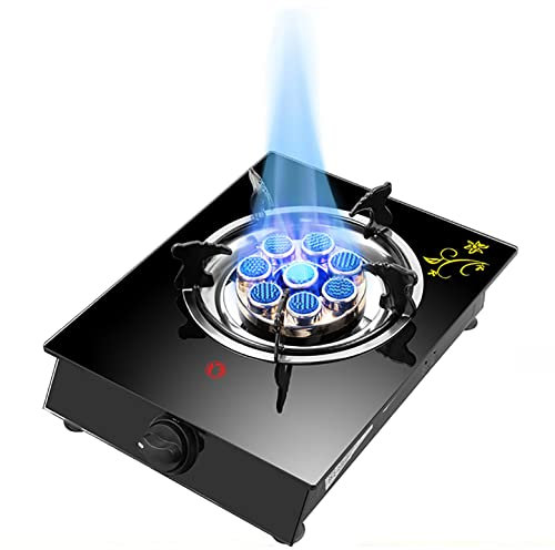 IBOWZ Piano Cottura a Gas Piano Cottura a Gas Piano Cottura a Gas Portatile 1 fornello Piano Cottura in Vetro temperato Nero da 30 cm per casa, Campeggio, roulotte, Studenti e Cucina [Classe di EF