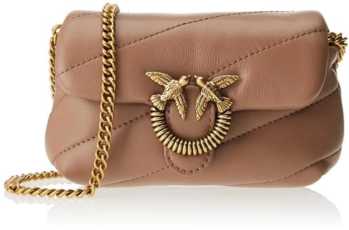 Pinko Damen Love Micro Puff C Sheep Nappa, D01q_Keks Ingwer-Antique Gold