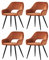 JYMTOM Samt Esszimmerstuhl, Sessel, Wohnzimmerstuhl, Farbe wählbar, modernes Design, gepolsterter Sitz mit offener Rückenlehne, Schwarze Metallbeine für Küche, Schlafzimmer, Esszimmer (4, orange)