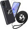 para TCL 40 SE Funda + Cristal Templado - Black Carcasa y Cristales Protector de Pantalla TPU Silicona Suave Caja Cover Tapa Caso Carcasa+ Finger Ring Phone Holder + Phone Lanyard