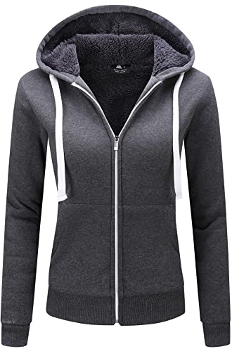 igeekwell Veste à Capuche Femme Sweat à Capuche Zippé Hoodie Veste Femme Veste Polaire Veste Tricotée Chaude avec Capuche Veste d'hiver Extérieure avec Doublure(Gris Foncé-XL)