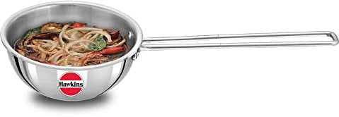 HAWKINS 2.5 Cup Tadka Pan, 600ml Triply Stainless Steel Pan, Silver (STP25)