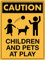 Panneau D'Avertissement Attention Enfants Et Animaux Domestiques en Jeu Rétro Signe De Métal Décorative Métal Mur Signe Pancarte en Métal,20X30Cm