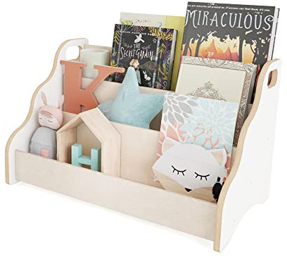 MAMOI® Libreria verticale per bambini, porta libri in legno, scaffale libreria per cameretta, mobile bambini design moderno