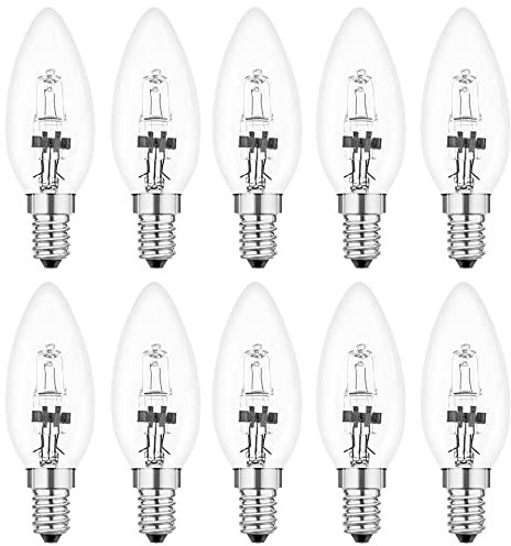 NCC-Licht 10 x Halogen Leuchtmittel Kerze 28W E14 klar 307lm warmweiß 2900K dimmbar