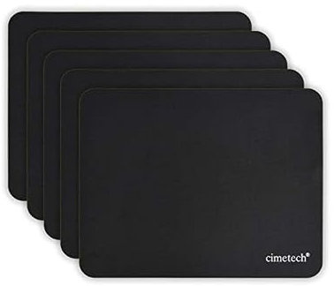 cimetech Tapis de Souris Bureau Tapis Souris Mousepad 23 x 18 cm Ultra Mince améliore la Vitesse et la précision, Base en Caoutchouc Antidérapante, Texturée Résistant à Usure Lavable, Noir 5PCs